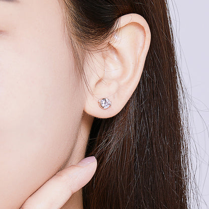 925 Sterling Silver Earrings with Pavé Setting CZ, Size 0.6*0.7cm, for Women  DestGlow