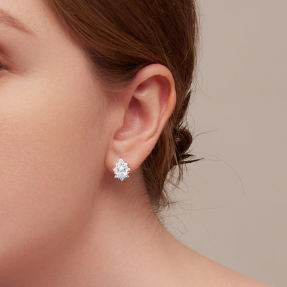 925 Sterling Silver Platinum Plated CZ Pavé Setting Earrings  DestGlow