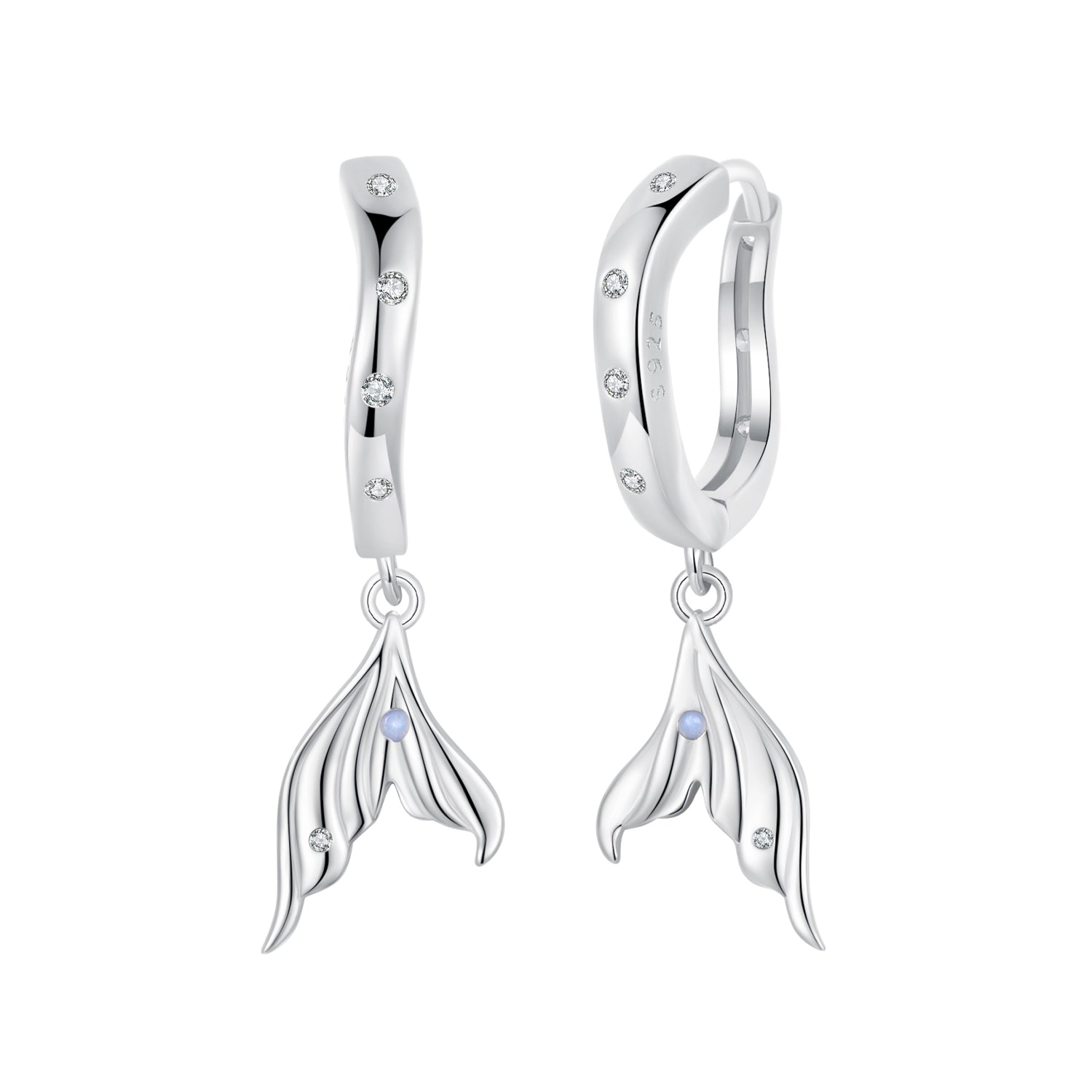 925 Sterling Silver Earrings with Nano Opal Stone and CZ in White Gold Finish  DestGlow
