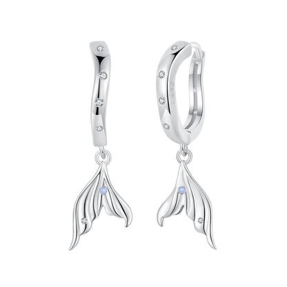 925 Sterling Silver Earrings with Nano Opal Stone and CZ in White Gold Finish  DestGlow