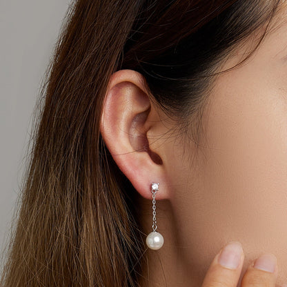 925 Sterling Silver Earrings with Pavé Setting CZ &amp; Quality Shell Pearl  DestGlow