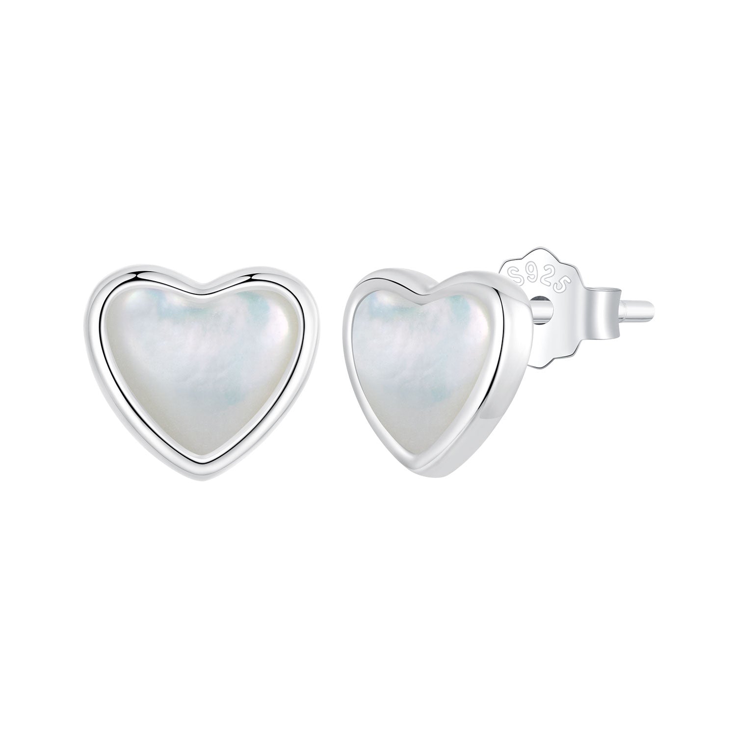 925 Sterling Silver White Shell Plated White Gold Earrings Size 7*8mm  DestGlow