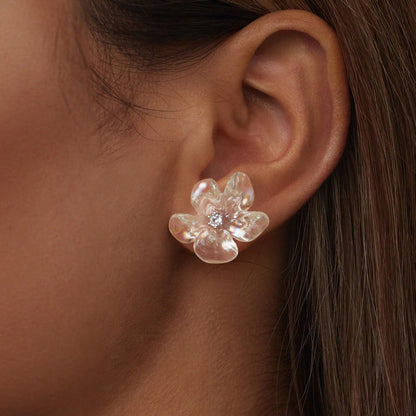 925 Sterling Silver Earrings with Pavé Setting CZ and Resin, 2.5x2.1cm for Women  DestGlow