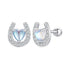 925 Sterling Silver Pavé Setting Moonstone Earrings with CZ and Platinum Plating  DestGlow