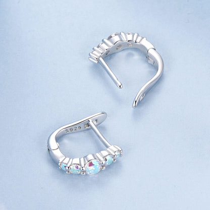 925 Sterling Silver Earrings with CZ in Pavé Setting, 12x3mm, for Women