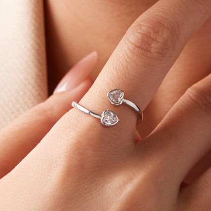 925 Sterling Silver Heart Shaped 0.17cm CZ Ring for Women  DestGlow