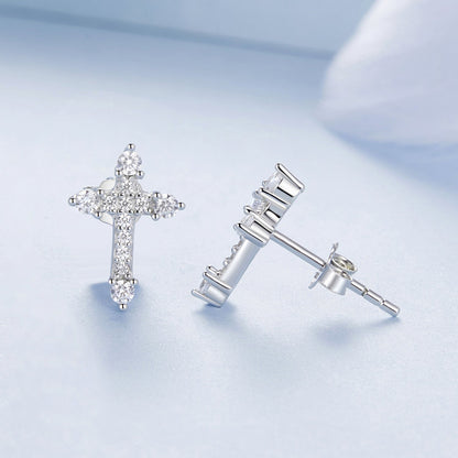 925 Sterling Silver Earrings with Pavé Setting CZ in White Gold Plating - 1.2x0.8cm for Women  DestGlow