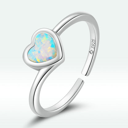 925 Sterling Silver Translucent Opal Oxidized Silver Ring for Women  DestGlow