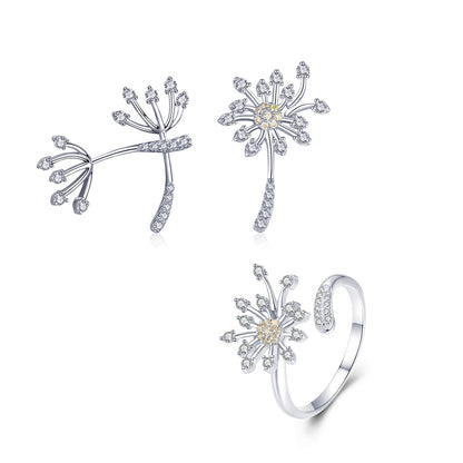 925 Sterling Silver Ring with Plated Platinum and Pavé Setting CZ by Bids.com