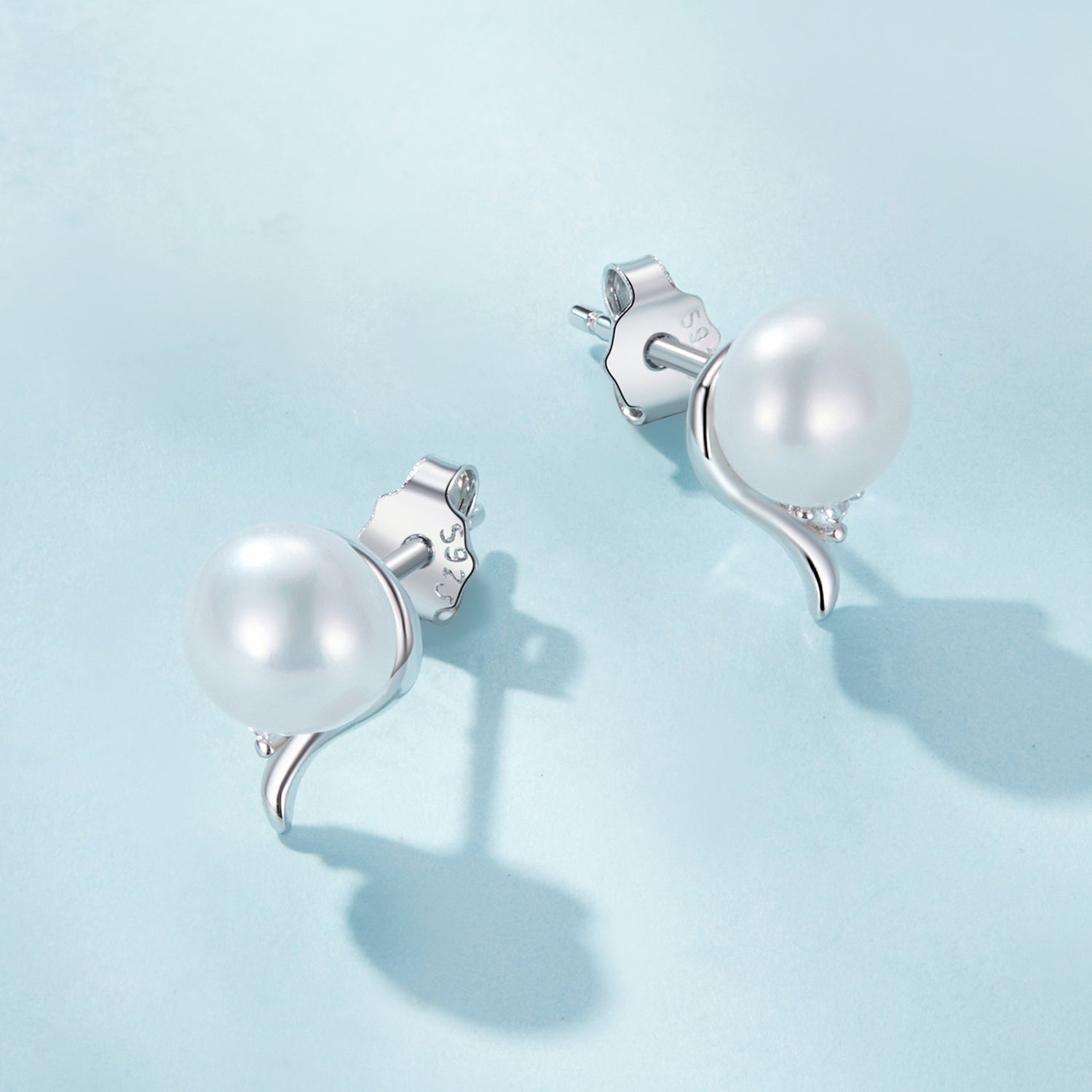 925 Sterling Silver Pavé Setting CZ &amp; Natural Fresh Water Earrings for Women - 10*7mm  DestGlow