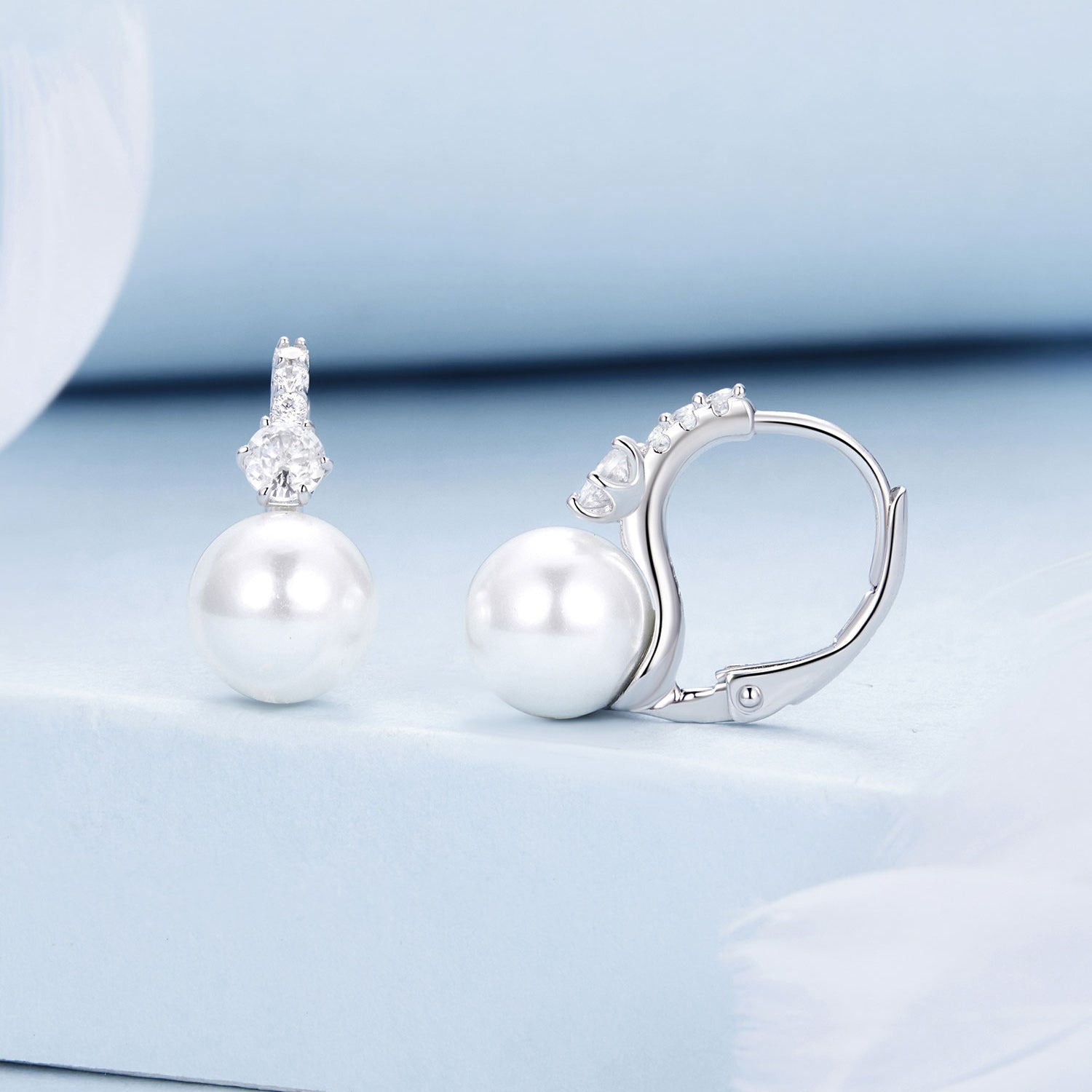 925 Sterling Silver Earrings with Quality Shell Pearl and CZ for Women  DestGlow