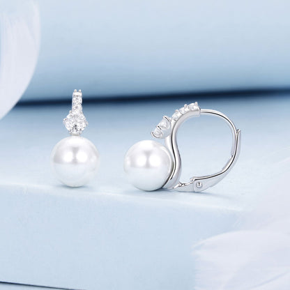 925 Sterling Silver Earrings with Quality Shell Pearl and CZ for Women  DestGlow