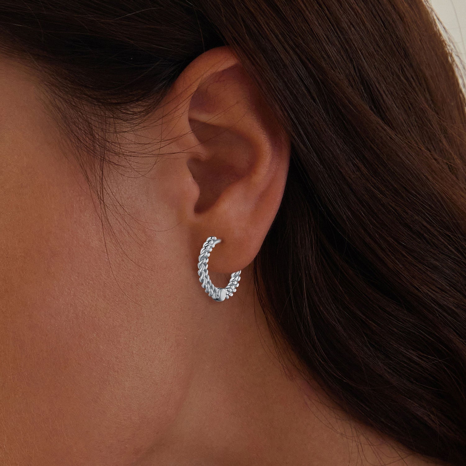 925 Sterling Silver Earrings Size 14*1.5mm Plated Platinum for Women  DestGlow