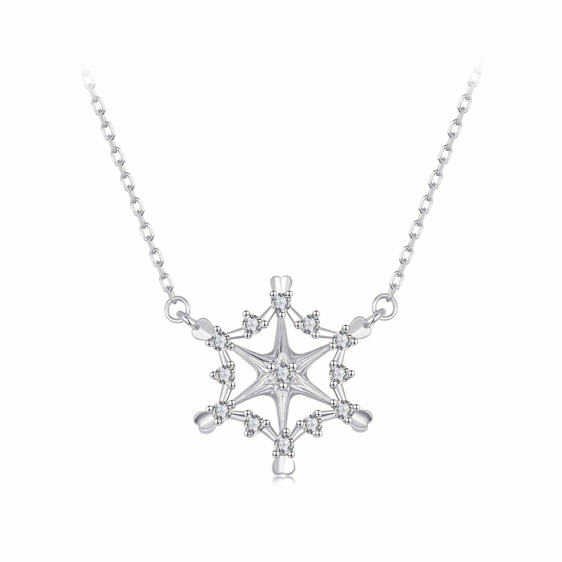 925 Sterling Silver White Gold Plated 1.8x1.9cm CZ Pendant Necklace for Women  DestGlow