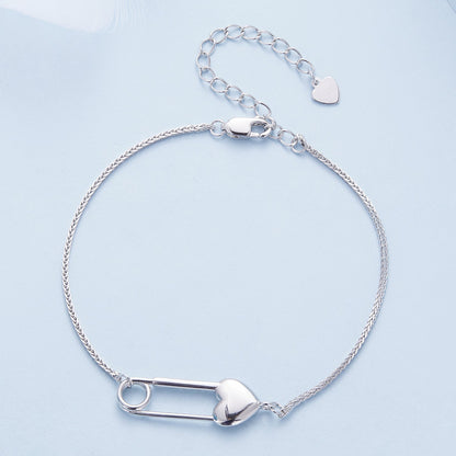 925 Sterling Silver Bracelet with CZ Pendant - 160mm Length and 8x26mm Pendant Size for Women  DestGlow