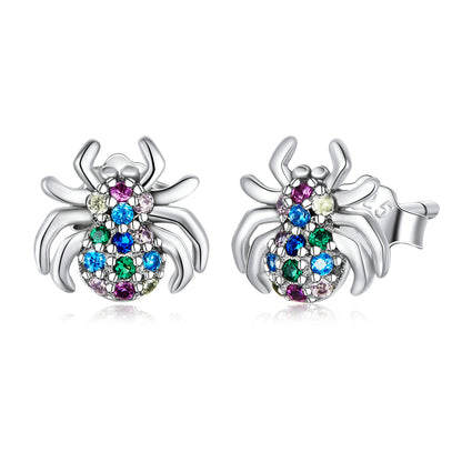 925 Sterling Silver Earrings with Pavé Setting CZ, Oxidized Silver, 0.7*0.8 cm for Women  DestGlow