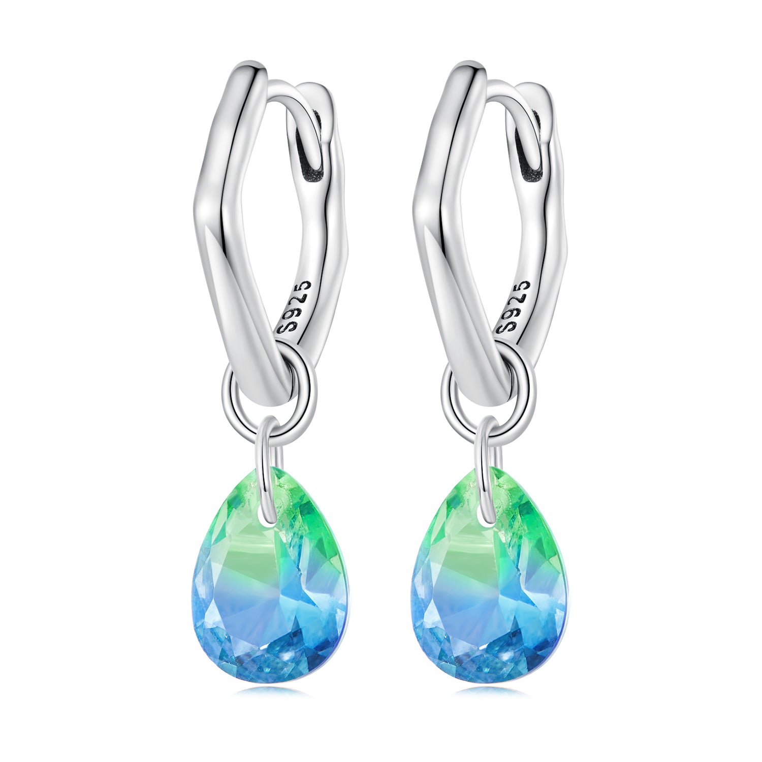 S925 Sterling Silver Oxidized Earrings with Transparent Glass &amp; Main Stone for Women  DestGlow