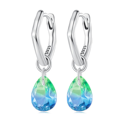 S925 Sterling Silver Oxidized Earrings with Transparent Glass &amp; Main Stone for Women  DestGlow
