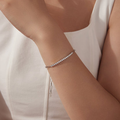 925 Sterling Silver + Moissanite White Gold 21cm Bracelet for Women  DestGlow