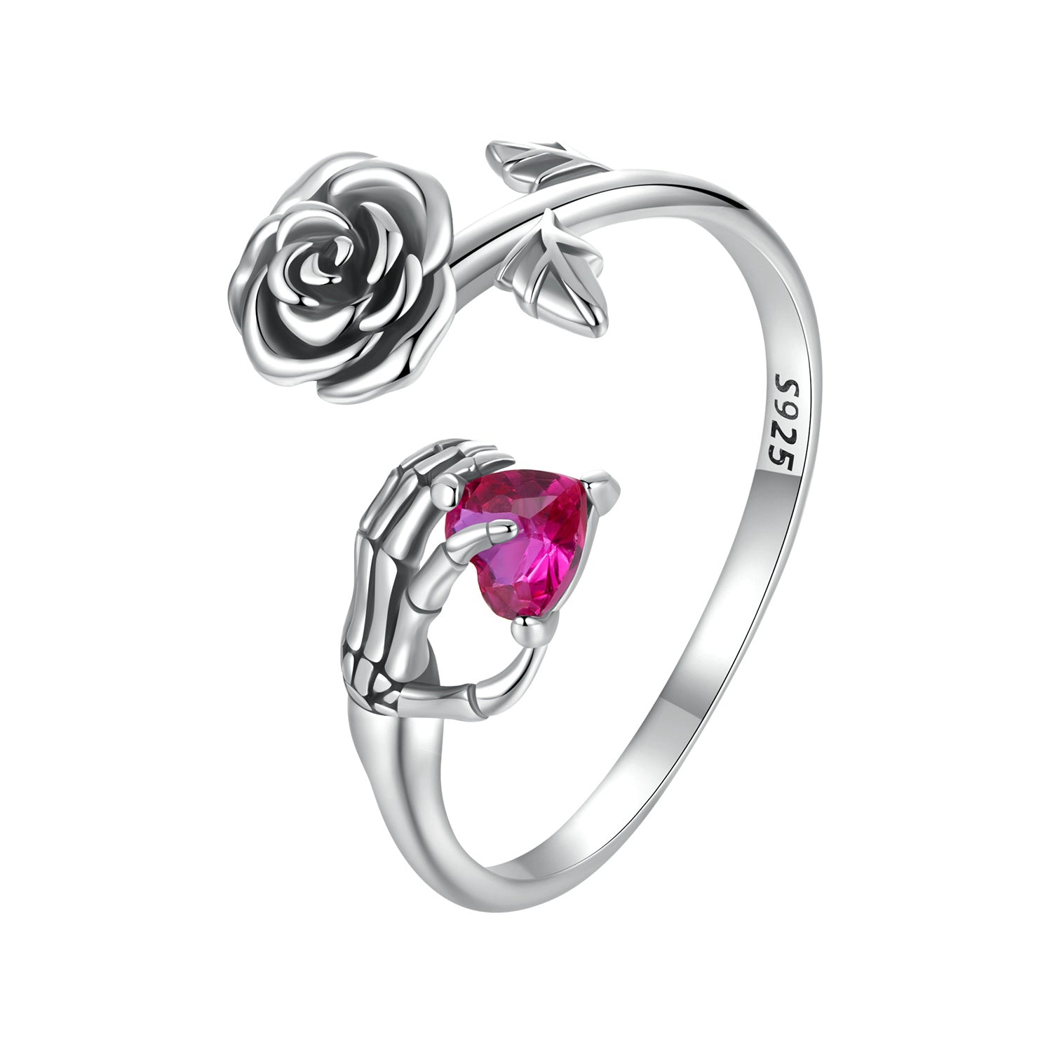 925 Sterling Silver Ring with Pavé Setting CZ, Width 0.15cm, Women&