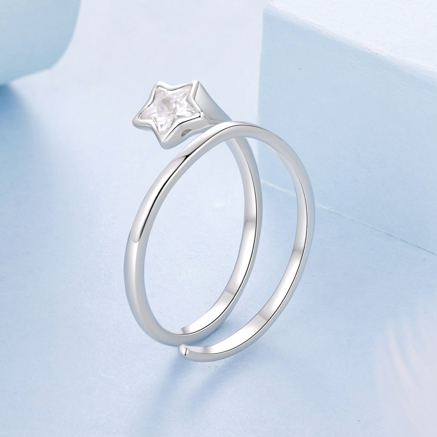 925 Sterling Silver White Gold Plated Pavé CZ Star Ring for Women  DestGlow