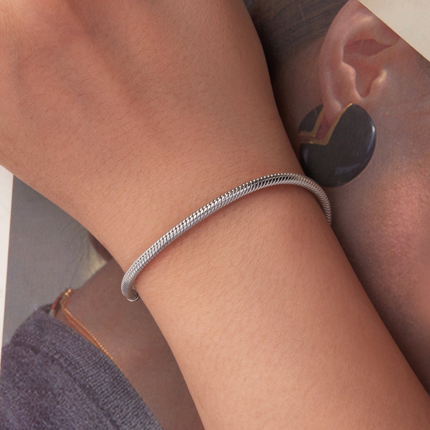 925 Sterling Silver Plated White Gold Bracelet - Adjustable 17+5cm  DestGlow