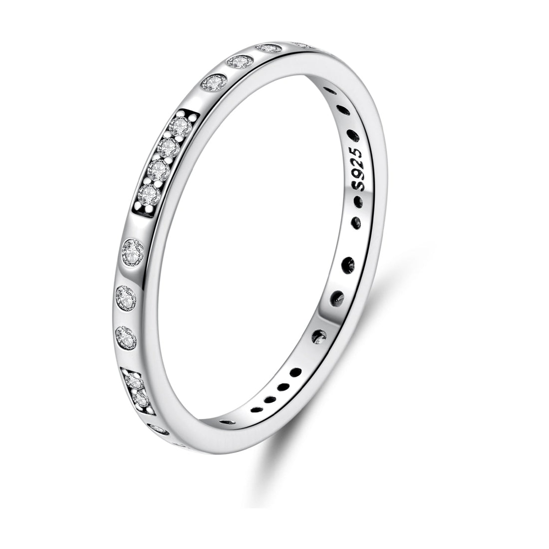 925 Sterling Silver Oxidized 0.18cm Wide Pavé Setting CZ Ring for Women - Size 6.0  DestGlow