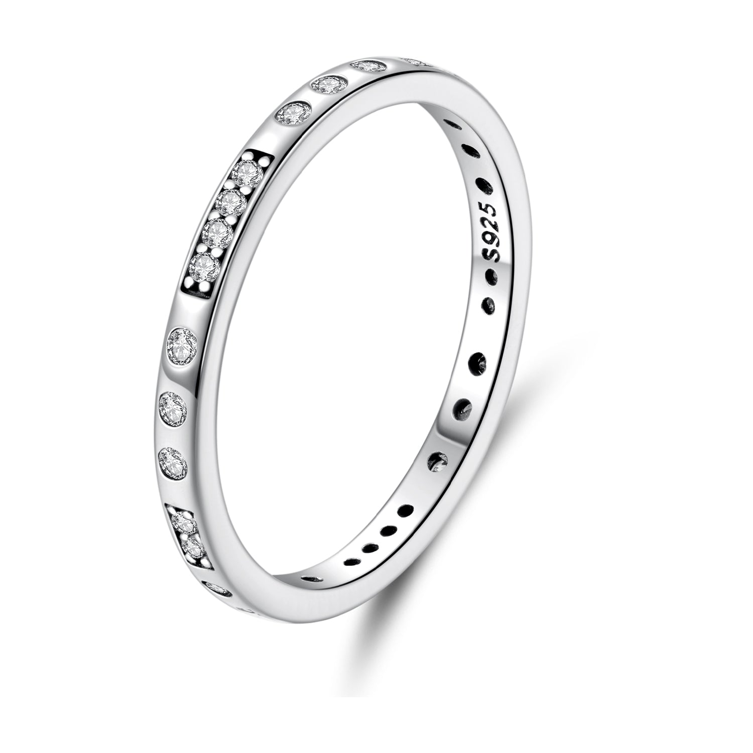 925 Sterling Silver Oxidized 0.18cm Wide Pavé Setting CZ Ring for Women - Size 6.0  DestGlow