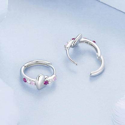 925 Sterling Silver Earrings with Pavé Setting CZ in White Gold, 1.2*0.6cm for Women  DestGlow
