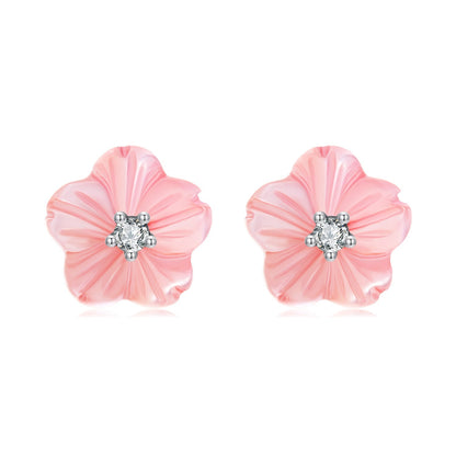 925 Sterling Silver Earrings with High-Quality Nacre and Pavé CZ, Oxidized Silver  DestGlow