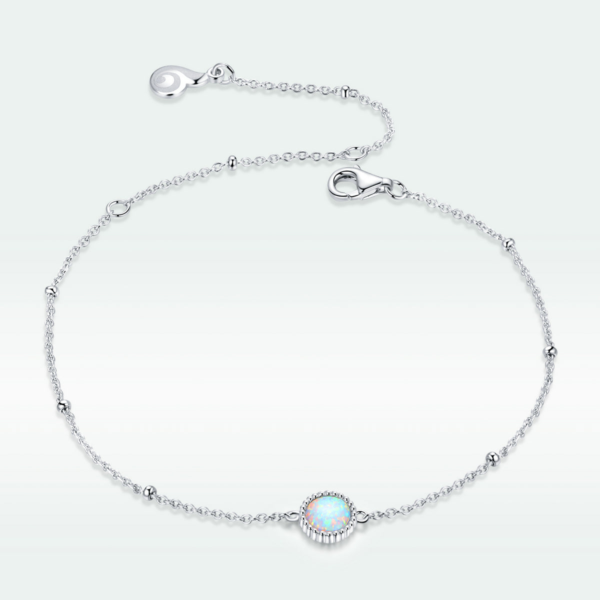 925 Sterling Silver Opal Bracelet for Women - Adjustable Size, Translucent Color  DestGlow
