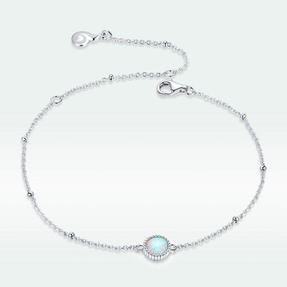 925 Sterling Silver Opal Bracelet for Women - Adjustable Size, Translucent Color  DestGlow