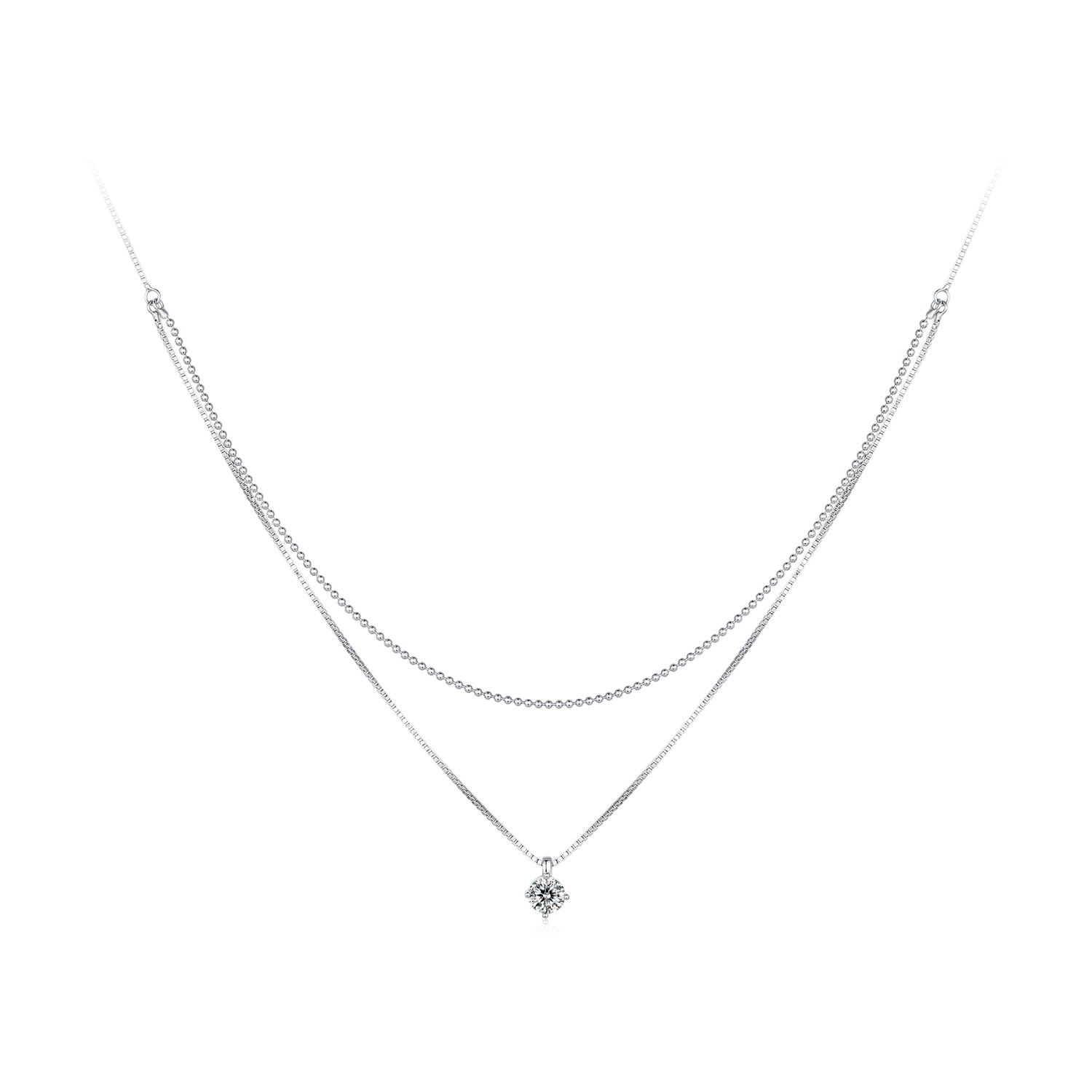 925 Sterling Silver Necklace with 8x6mm Pavé Setting CZ Pendant for Women  DestGlow