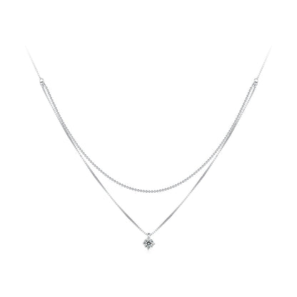 925 Sterling Silver Necklace with 8x6mm Pavé Setting CZ Pendant for Women  DestGlow