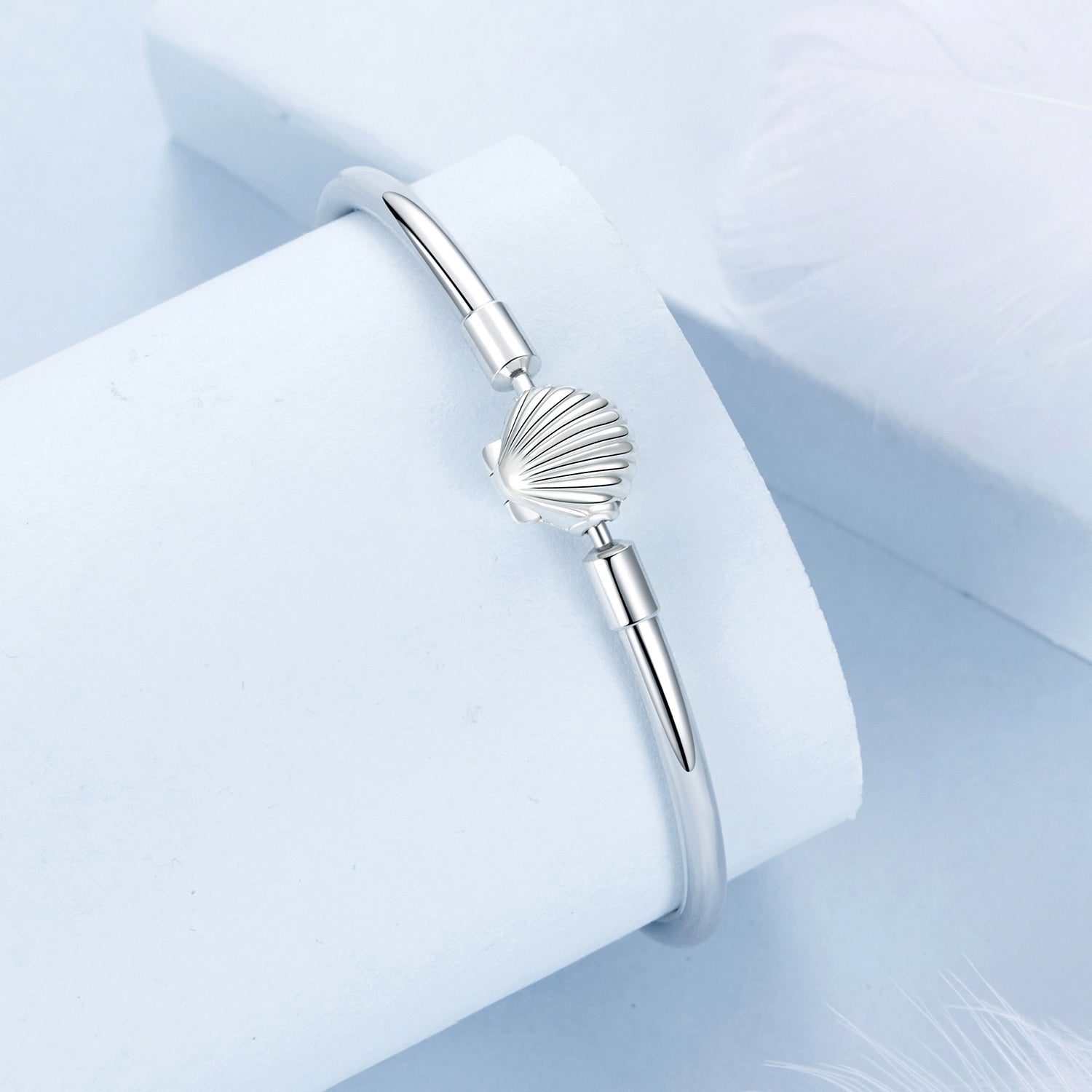 925 Sterling Silver White Gold Plated Bracelet 17.0 cm Inner Diameter 55mm for Women  DestGlow