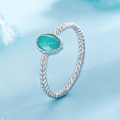 925 Sterling Silver &amp; White Gold Plated Amazonite Ring Size 6 for Women  DestGlow