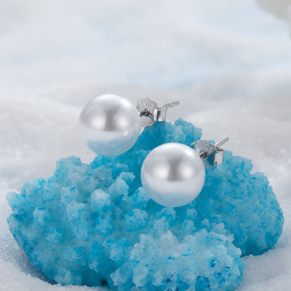 925 Sterling Silver Earrings with Quality Shell Pearl in White Gold Plating for Women  DestGlow