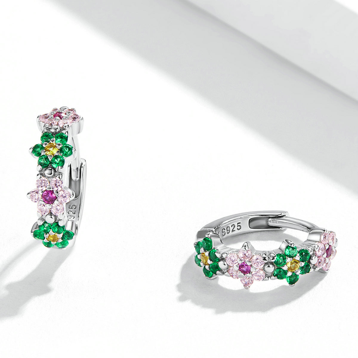 925 Sterling Silver Earrings with CZ in Pavé Setting - 1.3x0.4cm for Women  DestGlow