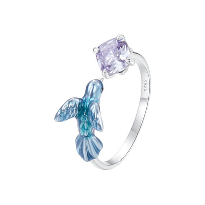 925 Sterling Silver Enamel White Gold Plated 1.6mm CZ Pavé Setting Ring  DestGlow