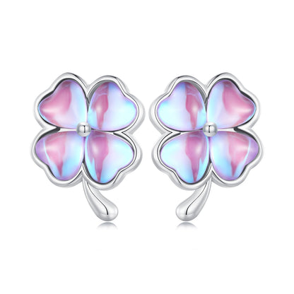 925 Sterling Silver Transparent Glass Earrings for Women