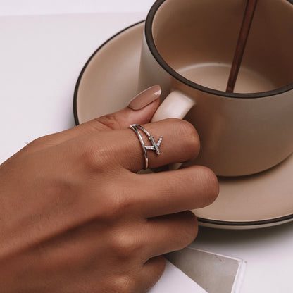 925 Sterling Silver Ring with Pavé Setting CZ, Size 6.0, Oxidized Finish for Women  DestGlow