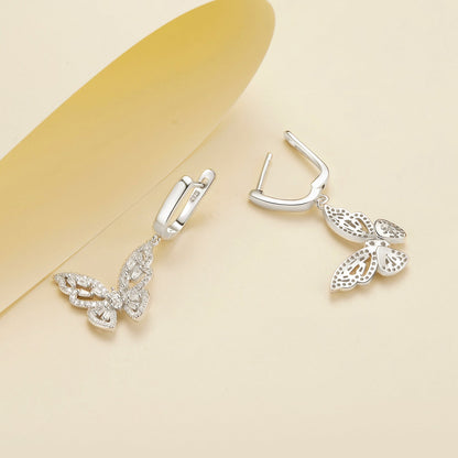 925 Sterling Silver Earrings with Pavé Setting CZ, 37x19mm for Women  DestGlow