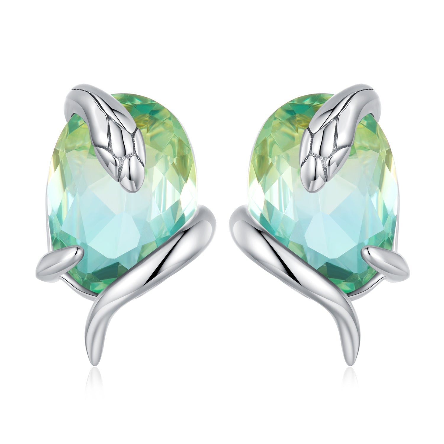 925 Sterling Silver Transparent Glass Earrings for Women