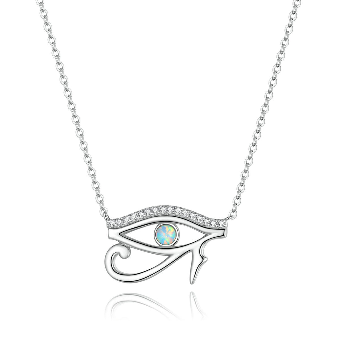 925 Sterling Silver Opal Necklace with CZ and Platinum Plating, Adjustable Length 45cm, Women’s Jewelry  DestGlow