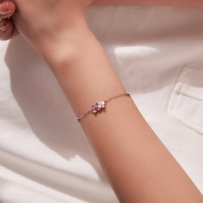925 Sterling Silver Enamel Charm Bracelet with Pavé CZ, 15+6cm for Women  DestGlow