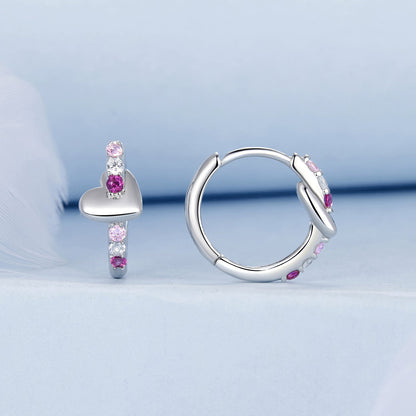 925 Sterling Silver Earrings with Pavé Setting CZ in White Gold, 1.2*0.6cm for Women  DestGlow