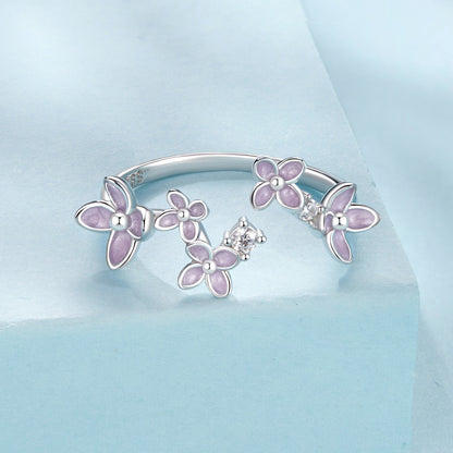 925 Sterling Silver White Gold Plated Ring with Enamel and CZ for Women  DestGlow
