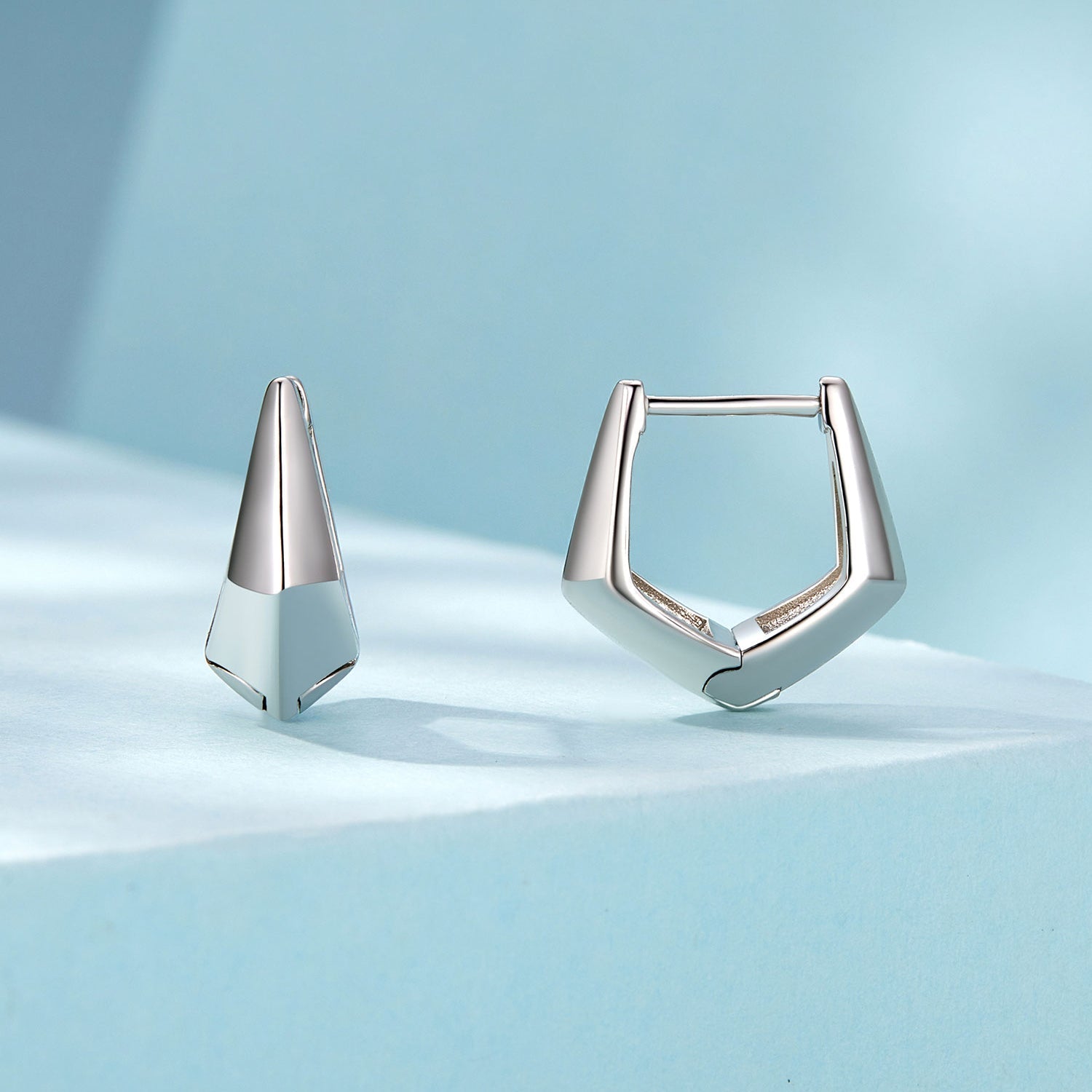 925 Sterling Silver White Gold Plated Earrings 14x6.5mm for Women  DestGlow