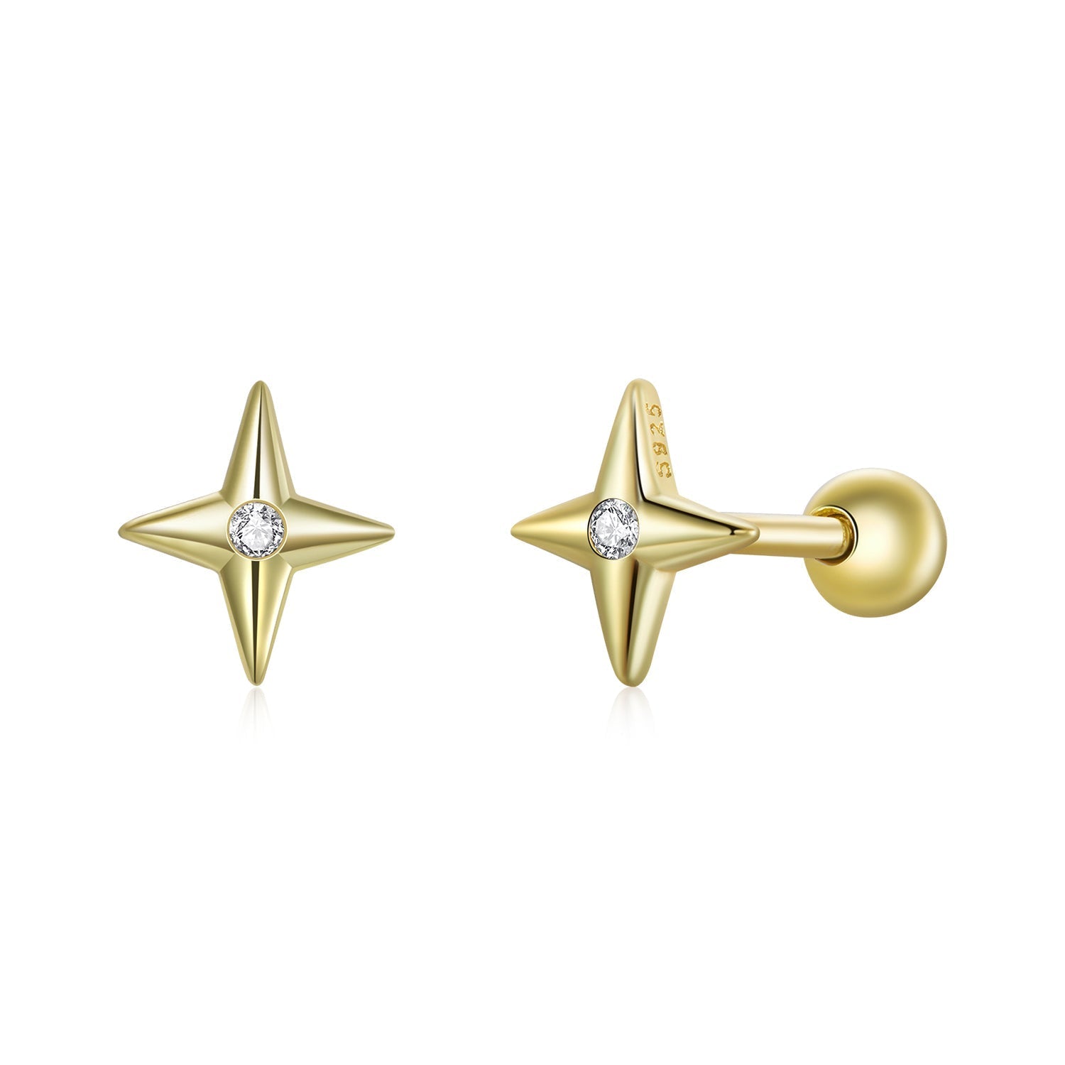 925 Sterling Silver Pavé CZ Gold Plated Earrings  DestGlow