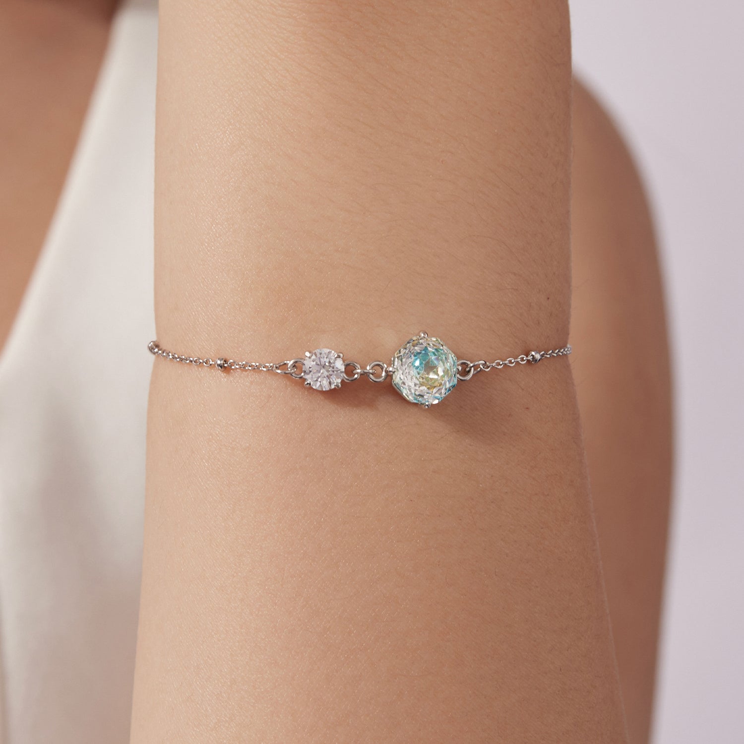 925 Sterling Silver 0.8cm CZ White Gold Plated Bracelet for Women  DestGlow